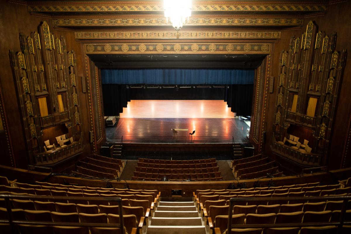 the seats and stage at the Scranton Cultural Center at the Masonic Temple in Scranton, PA