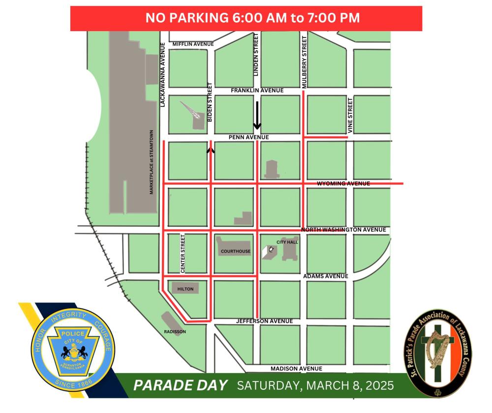 Scranton St Patrick's Parade • Street Closures 2025