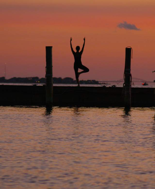 yoga on a dock