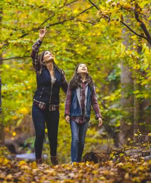 Mother Daughter fall hiking