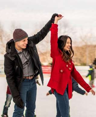 Couple ice skating