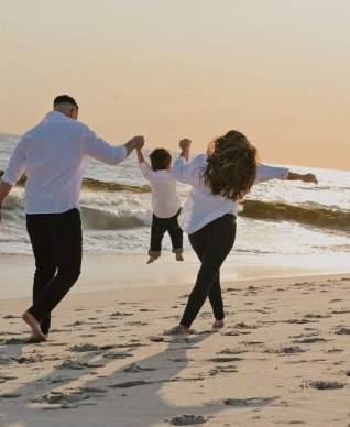Family on beach