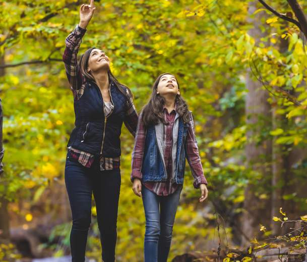 Mother Daughter fall hiking