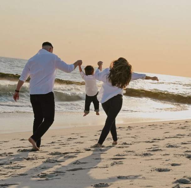 Family on beach