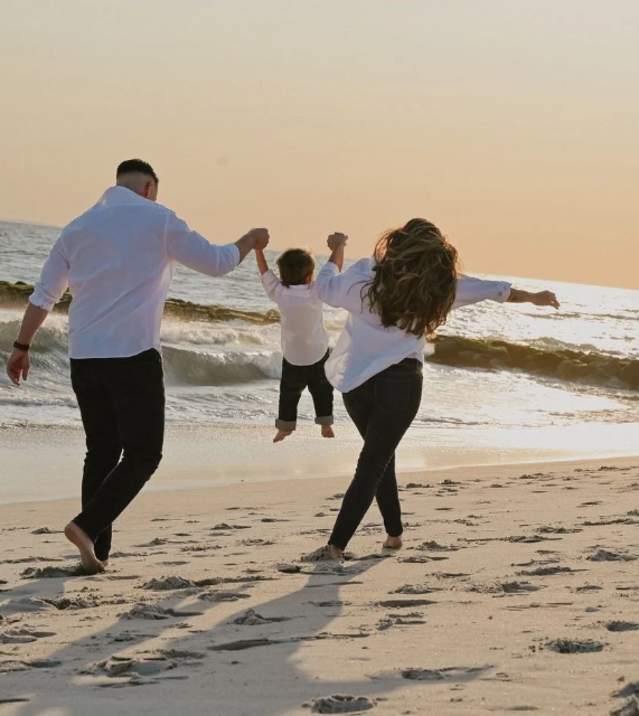 Family on beach