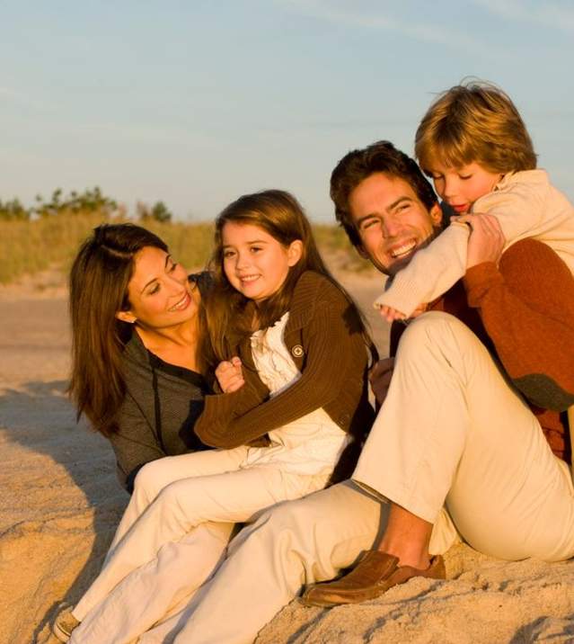 Family on beach
