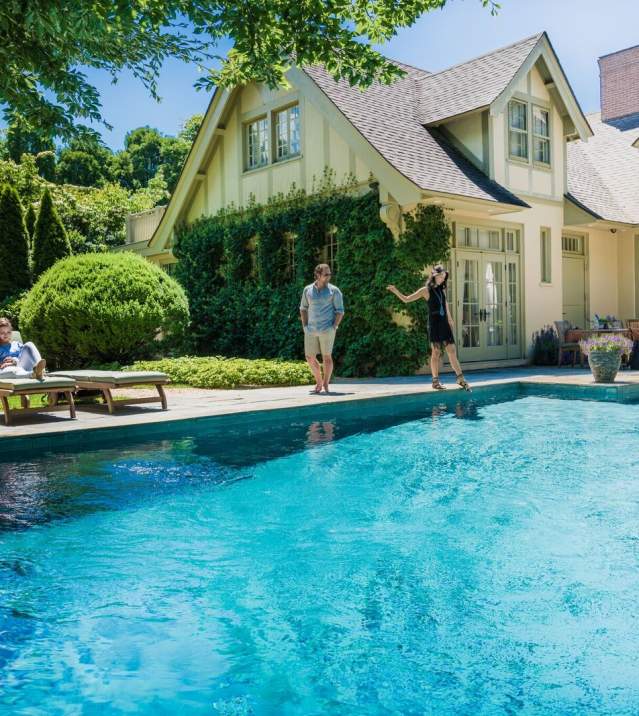 relaxing by the pool