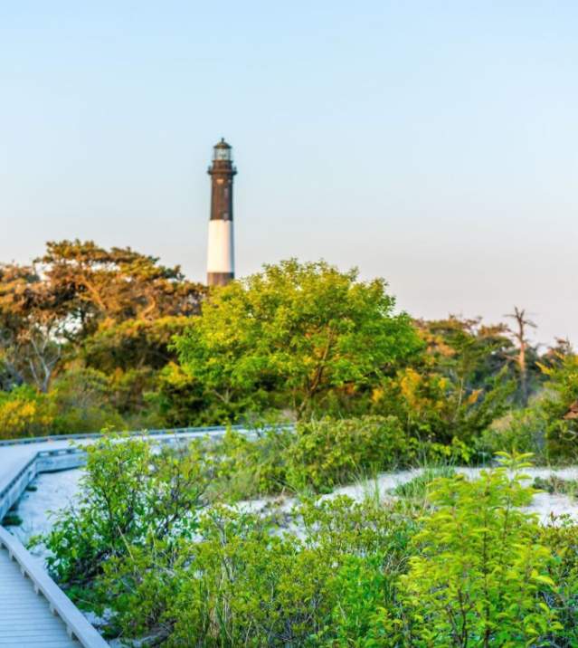 family visiting lighthouse