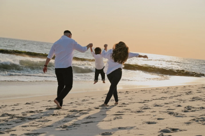 Family on beach