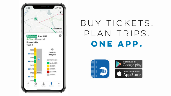 Long Island Railroad MTA Train App infographic