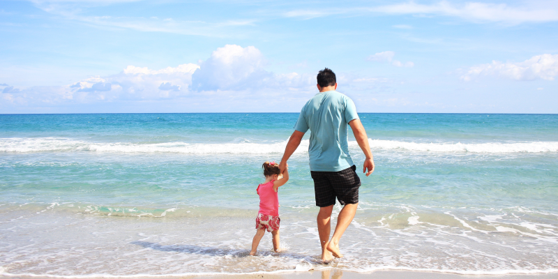 Father on beach