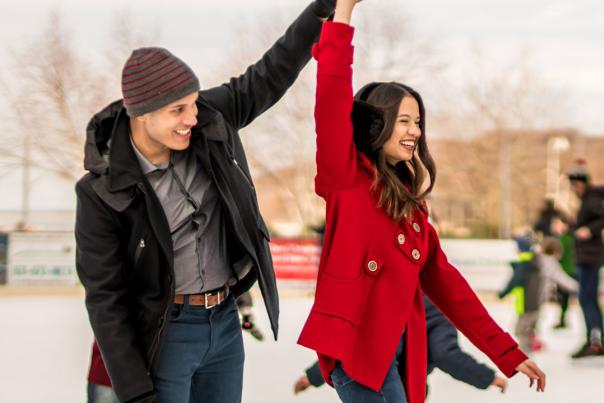 Couple ice skating