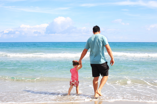 Father on beach