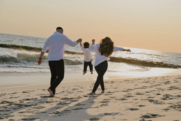 Family on beach