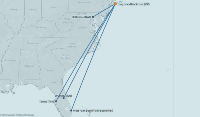 Southwest Flight Map