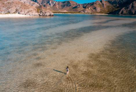 Woman in Water Aerial Photo