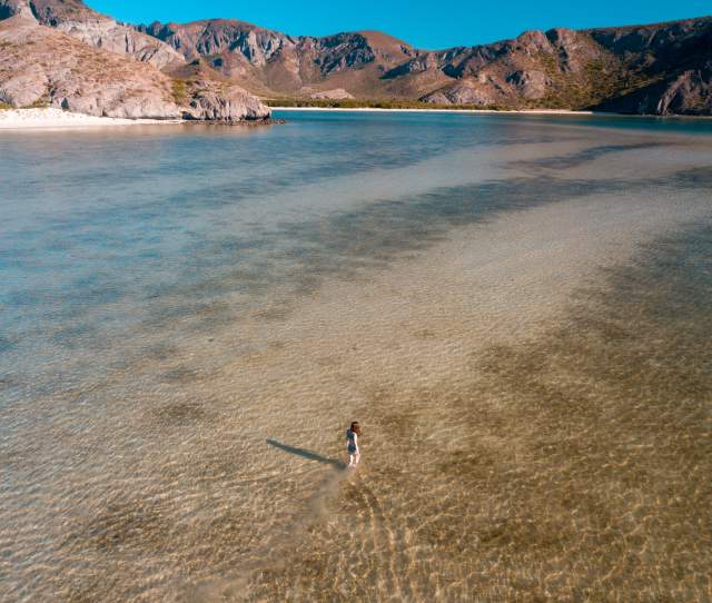 Woman in Water Aerial Photo
