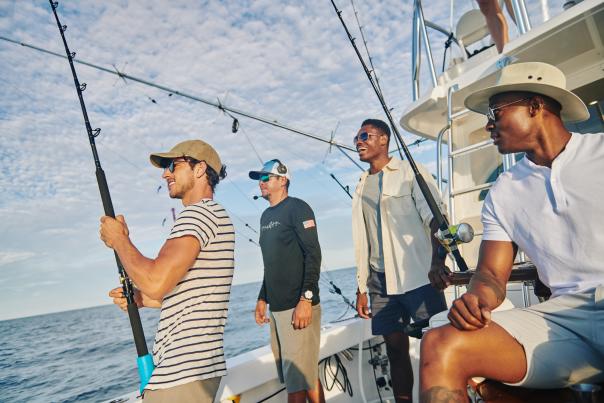 Men on a boat fishing in Los Cabos