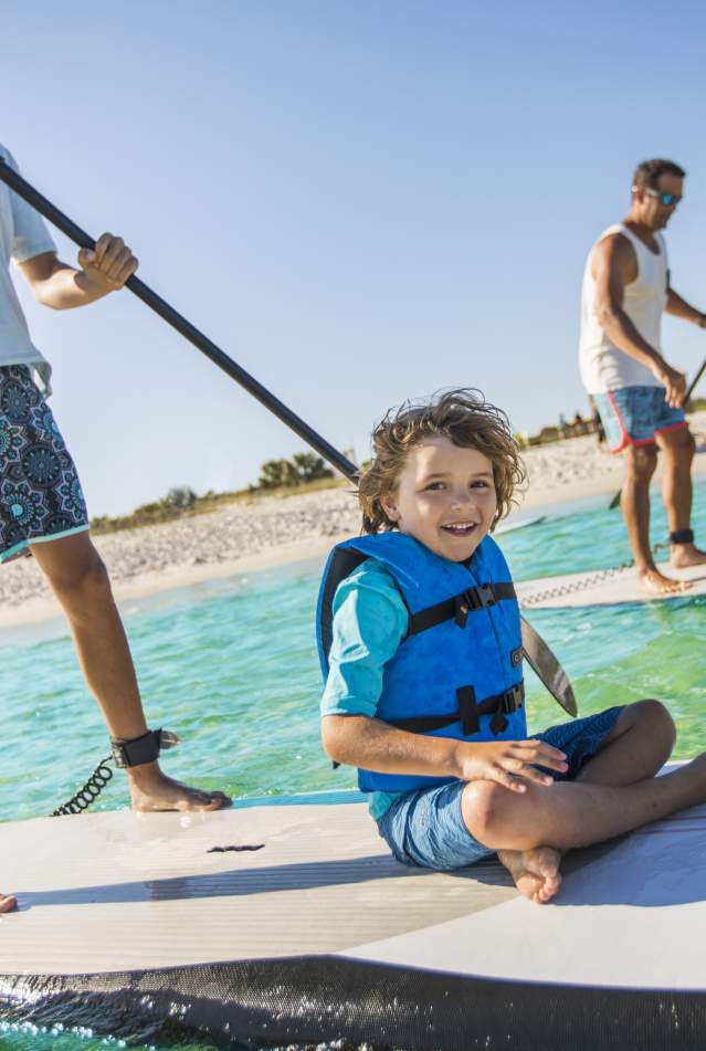 Family paddleboarding