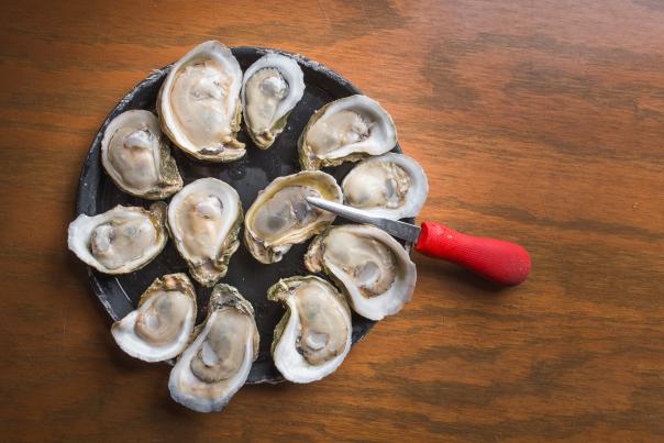 oysters on a tray