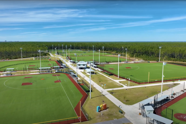 Sports complex drone shot