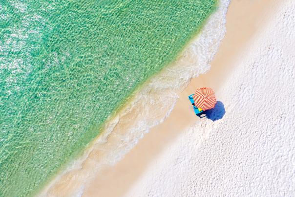 Aerial beach umbrella