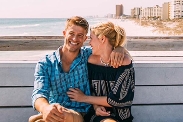 Happy couple enjoying Panama City Beach