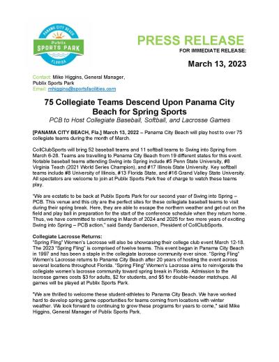 Swing into Spring - SpringFling Press Release