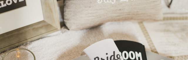 Wedding party drink holders on display