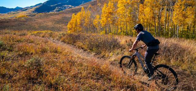 a man Mounting Biking in the Fall