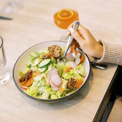 plate of food and drink