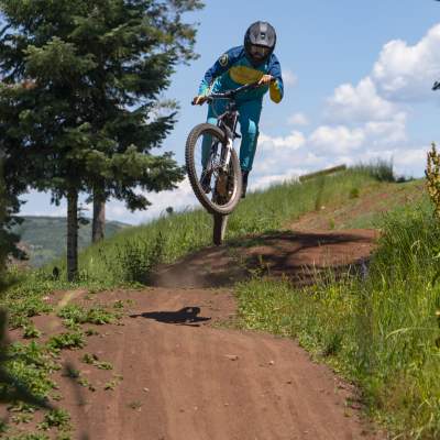Person Mountain Biking at Woodward Park City