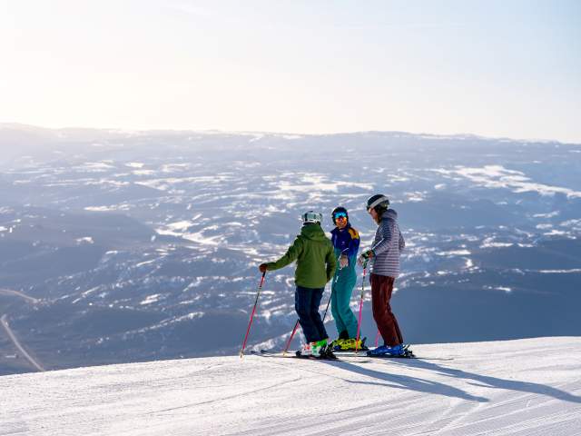 Group of Skiers on top of mountain