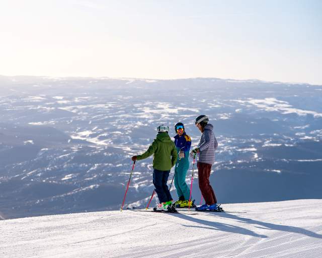 Group of Skiers on top of mountain