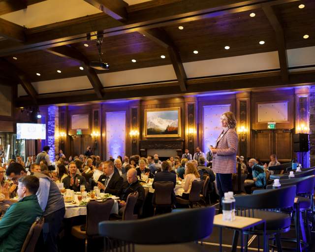 View of crowd of annual fall forum