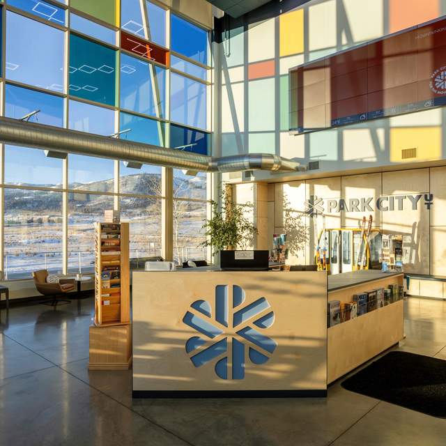 Interior of the Park City Visitor Center at sunrise in Park City, UT