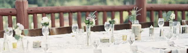 Wedding Reception Table on Lookout Cabin Deck in the Summer