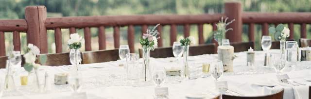 Wedding Reception Table on Lookout Cabin Deck in the Summer