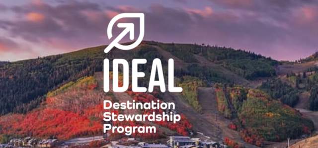 IDEAL certification logo over a fall landscape of Park City Mountain at dusk
