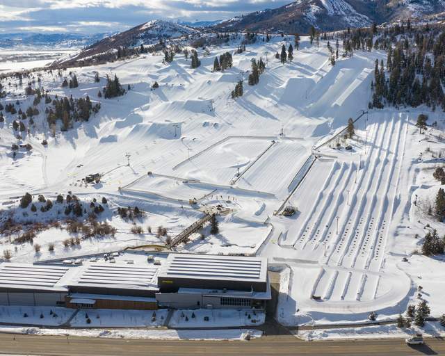 Overhead shot of winter action sports parks at Woodward in Park City, UT