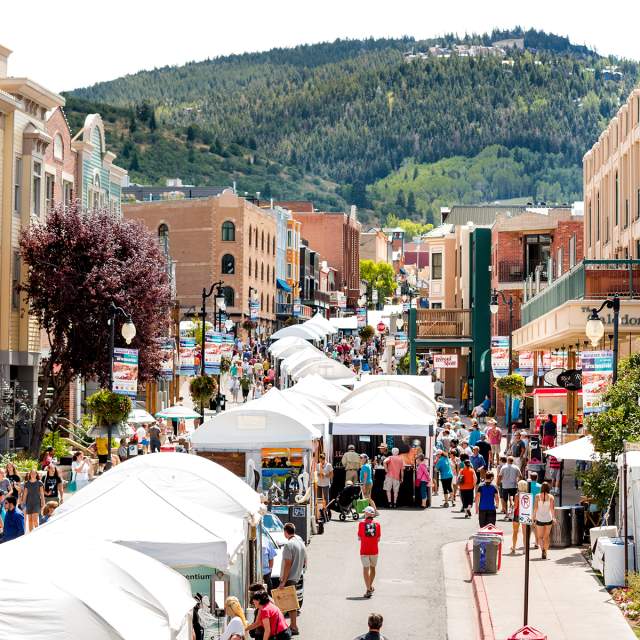 Main Street Park City with artists' booths during the annual Kimball Arts Festival