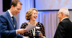 Three People talking at Wasatch Back Economic Summit