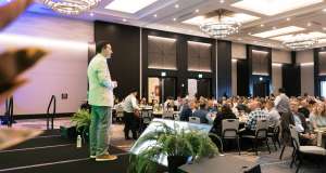 Keynote speaker on stage