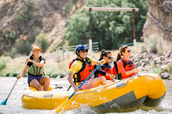 Group in yellow raft on Weber River