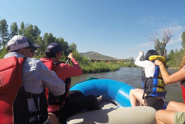 view from back of raft going down the Weber River