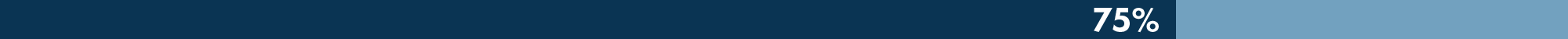 Objective 1 Progress Bar 75 Percent in dark and light blue