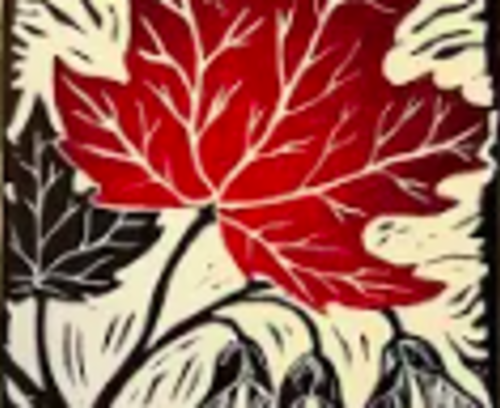 Fall Leaves Linocut