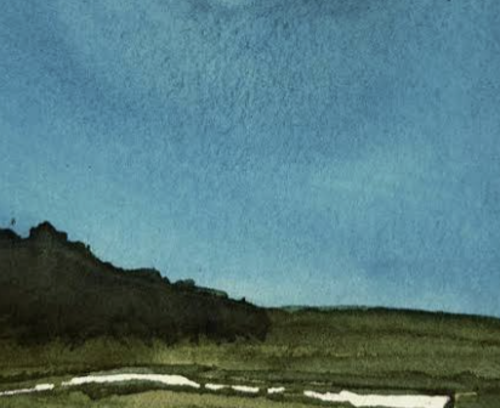 Moonlit Landscape in Watercolor