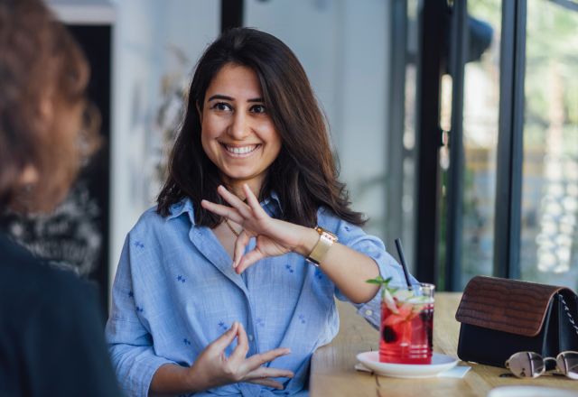 Woman using sign language