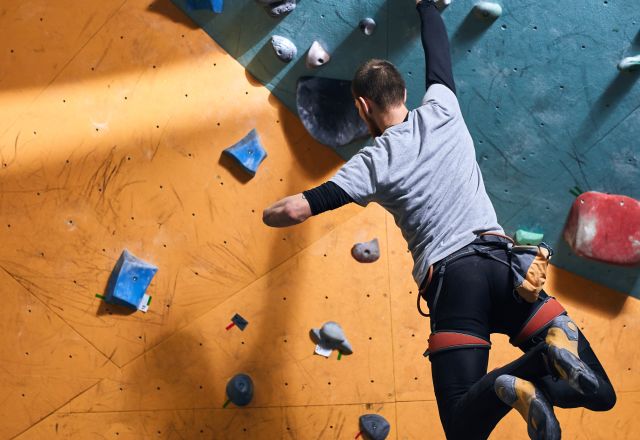 Adaptive climbing at Triangle Rock Club